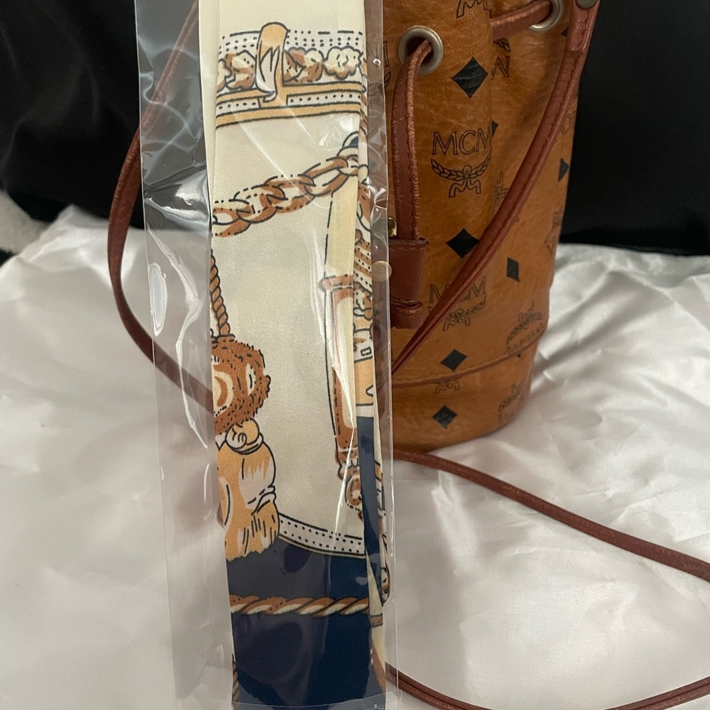 Cognac Mini Mcm Draw String Bucket Bag - image 8